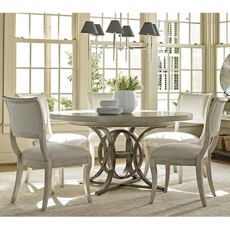 Six Piece Dining Set with Calerton Table and Eastport Chairs in Sea Pearl Fabric